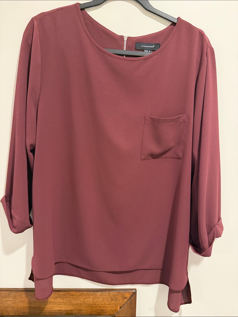 Atmosphere Women's Mauve Chest-Pocket Blouse